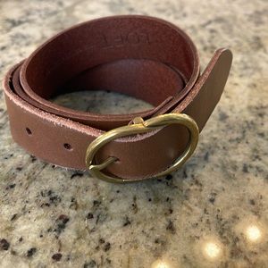 Loft Medium Brown 100% Genuine Leather Belt with Gold Double Circle Clasp